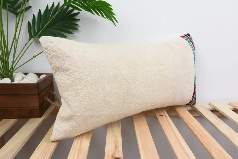 Handmade Kilim Cushion, Tribal Cushion Case, 12x24 White Pillow Sham, Interior Designer Pillow, Cushion, Vintage Pillow - 4