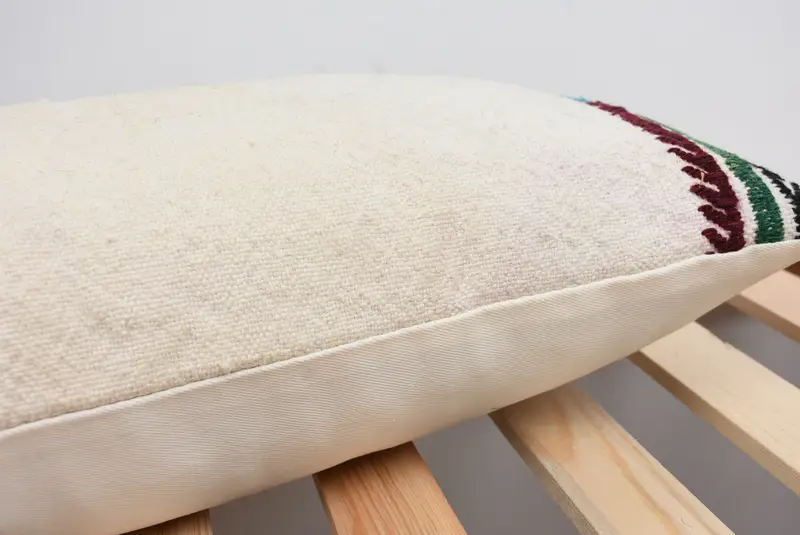 Handmade Kilim Cushion, Tribal Cushion Case, 12x24 White Pillow Sham, Interior Designer Pillow, Cushion, Vintage Pillow - 7