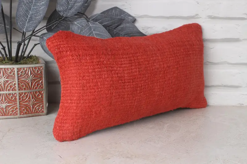 Home Decor Pillow, Couch Pillow Cover, Sofa Pillow, Throw Kilim Pillow, Traditional Cushion Case, Pillow for Sofa, 8x16 Red Pillow Case, Pillow Case - 4