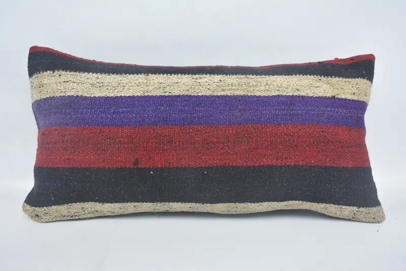 Tapestry Cushion Case, Oriental Cushion Cover, Pillow for Couch, Throw Kilim Pillow, Custom Pillow Sham, Gift Pillow, Pillow Sham, 12x24 Red Pillow - 1