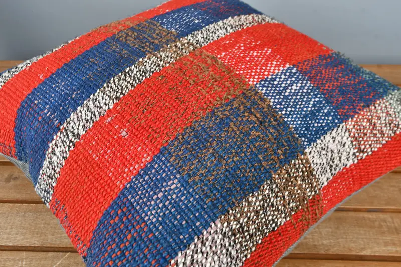 Interior Designer Pillow, Cushion, Kilim Pillow Cover, Ethnical Kilim Rug Pillow, Wool Kilim Pillow Pillow, 16x16 Red Pillow, Couch Pillow Case - 4