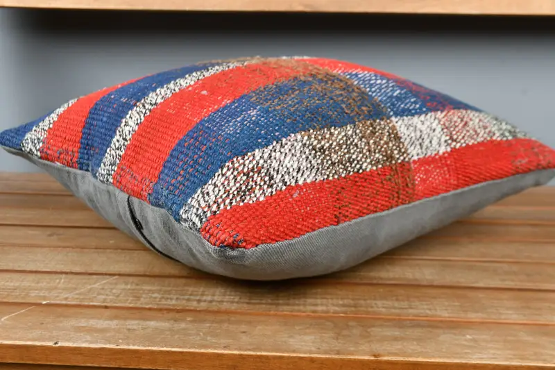 Interior Designer Pillow, Cushion, Kilim Pillow Cover, Ethnical Kilim Rug Pillow, Wool Kilim Pillow Pillow, 16x16 Red Pillow, Couch Pillow Case - 3