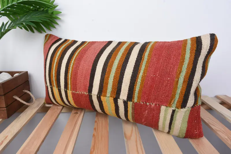 Interior Designer Pillow, Bright Cushion, Vintage Kilim Throw Pillow, Pillow, Pillow for Sofa, 12x24 Red Cushion Cover, Wholesale Cushion - 4