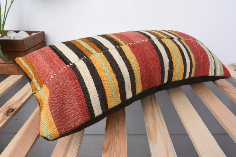 Interior Designer Pillow, Bright Cushion, Vintage Kilim Throw Pillow, Pillow, Pillow for Sofa, 12x24 Red Cushion Cover, Wholesale Cushion - 6