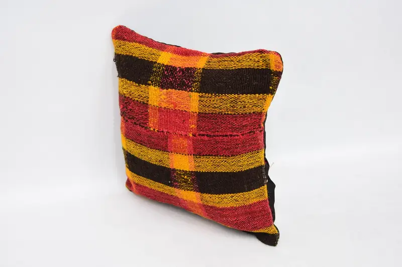 Tribal Cushion Cover, 12x12 Red Pillow Case, Cushion Case, Rustic Cushion Case, Vintage Kilim Throw Pillow, Pillow for Sofa, Handmade Kilim Cushion - 4