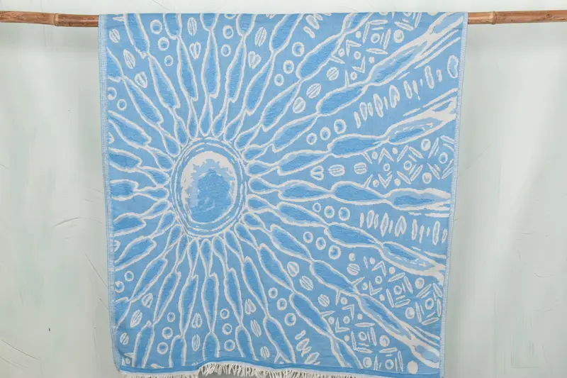 Bridesmaid Gift, Organic Beach Towel, Handmade Gift, Maid Of Honor Gift, Beach towel, Peshtemal Towel USA, 70x36 Bamboo Round Pattern Towel - 1