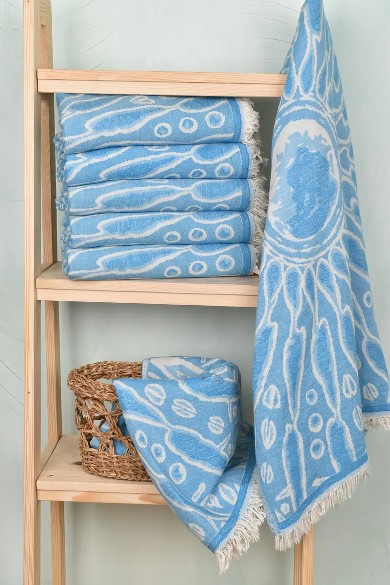 Bridesmaid Gift, Organic Beach Towel, Handmade Gift, Maid Of Honor Gift, Beach towel, Peshtemal Towel USA, 70x36 Bamboo Round Pattern Towel - 4