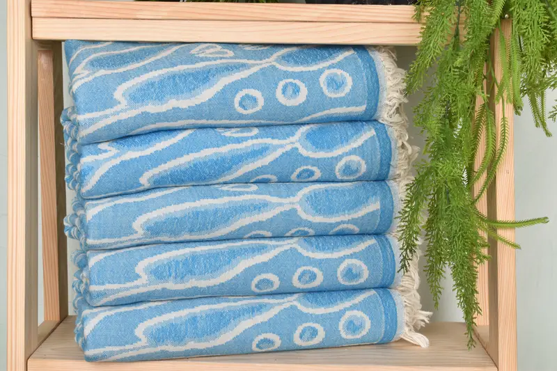 Bridesmaid Gift, Organic Beach Towel, Handmade Gift, Maid Of Honor Gift, Beach towel, Peshtemal Towel USA, 70x36 Bamboo Round Pattern Towel - 3