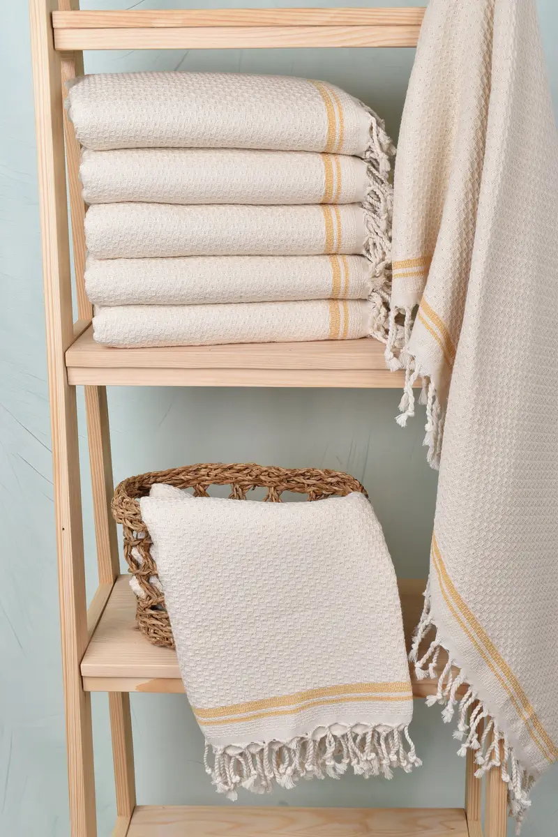 Absorbent Turkish towel, Eco-friendly Turkish peshtemal towel, Large Turkish Towel, Christmas Favors, 68x36 Cotton Striped Towel, Housewarming Gift - 3