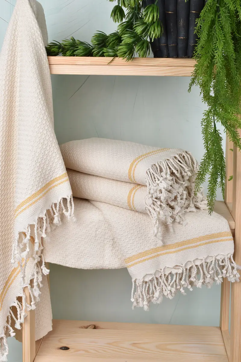 Absorbent Turkish towel, Eco-friendly Turkish peshtemal towel, Large Turkish Towel, Christmas Favors, 68x36 Cotton Striped Towel, Housewarming Gift - 6