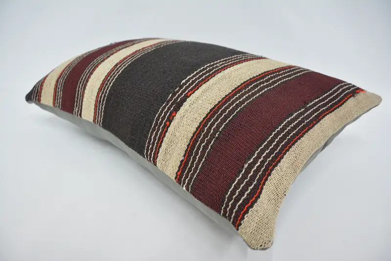 Turkish Bench Pillow Case, 16x24 Beige Pillow Sham, Gift Pillow, Cushion, Boho Pillow, Outdoor Throw Cushion, Ethnical Kilim Rug Pillow - 6