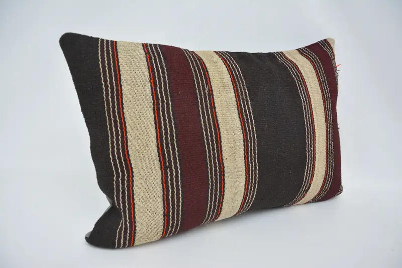 Turkish Bench Pillow Case, 16x24 Beige Pillow Sham, Gift Pillow, Cushion, Boho Pillow, Outdoor Throw Cushion, Ethnical Kilim Rug Pillow - 3
