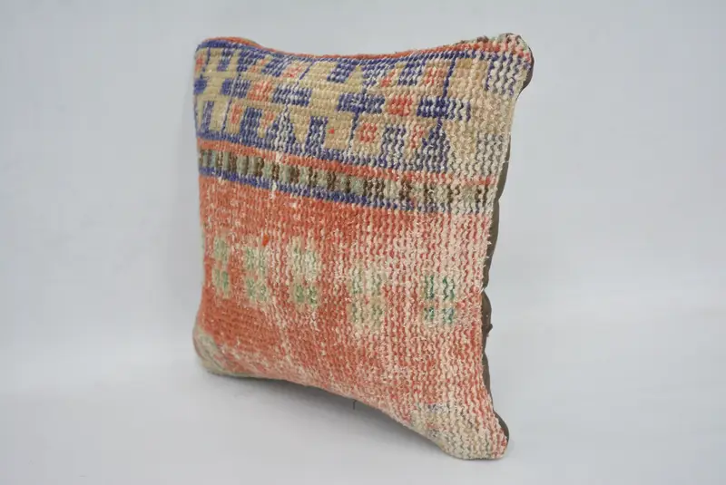 Cushion Cover, Vintage Kilim Pillow, Handmade Kilim Cushion, 12x12 Red Cushion Case, Pillow for Couch, Bright Cushion Case - 4