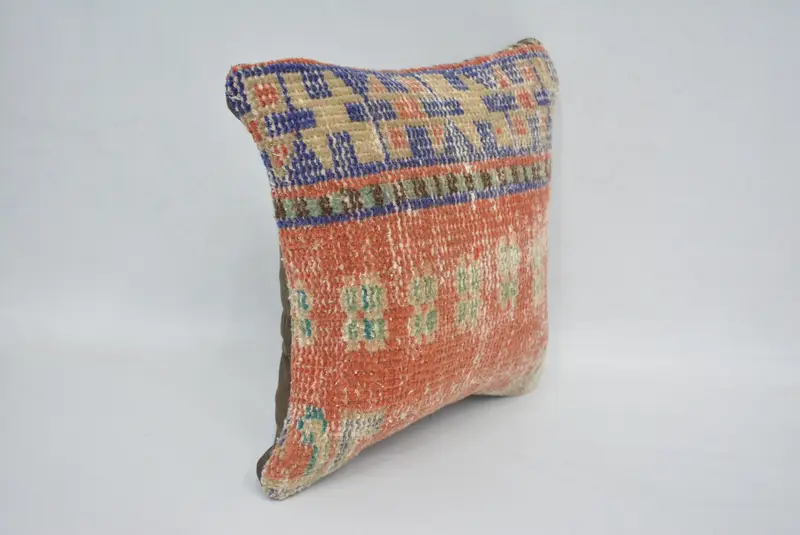 Cushion Cover, Vintage Kilim Pillow, Handmade Kilim Cushion, 12x12 Red Cushion Case, Pillow for Couch, Bright Cushion Case - 3
