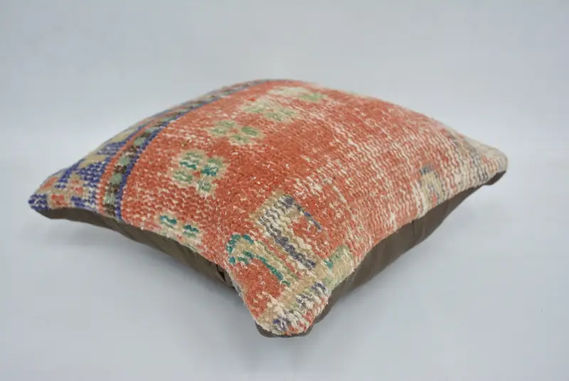 Cushion Cover, Vintage Kilim Pillow, Handmade Kilim Cushion, 12x12 Red Cushion Case, Pillow for Couch, Bright Cushion Case - 6