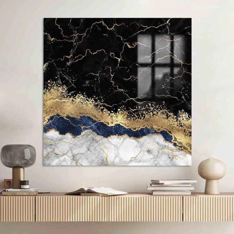エレガントで豪華な大理石プリントキャンバス: 現代抽象アート