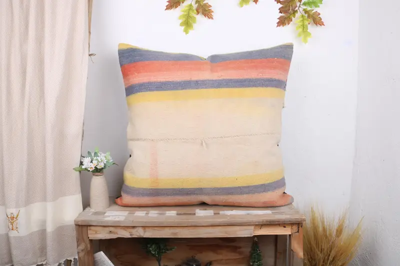 Home Decor Pillow, Pillow Case, 28x28 White Pillow Cover, Bolster Pillow, Handmade Kilim Cushion, Turkish Kilim Pillow, Designer Throw Pillow Sham - 1