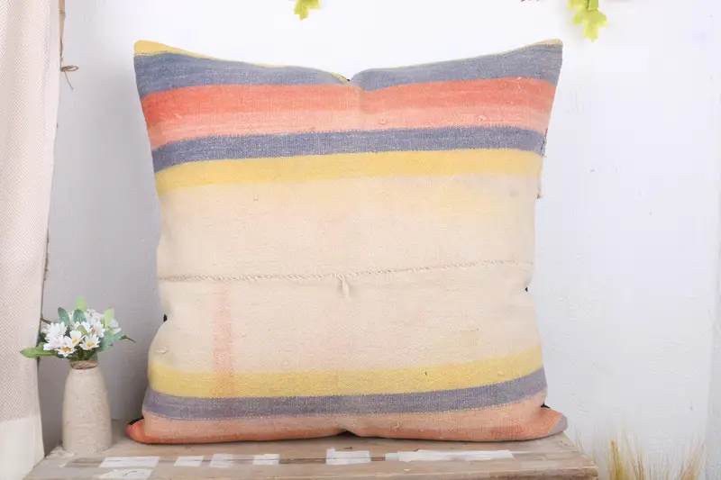 Home Decor Pillow, Pillow Case, 28x28 White Pillow Cover, Bolster Pillow, Handmade Kilim Cushion, Turkish Kilim Pillow, Designer Throw Pillow Sham - 2
