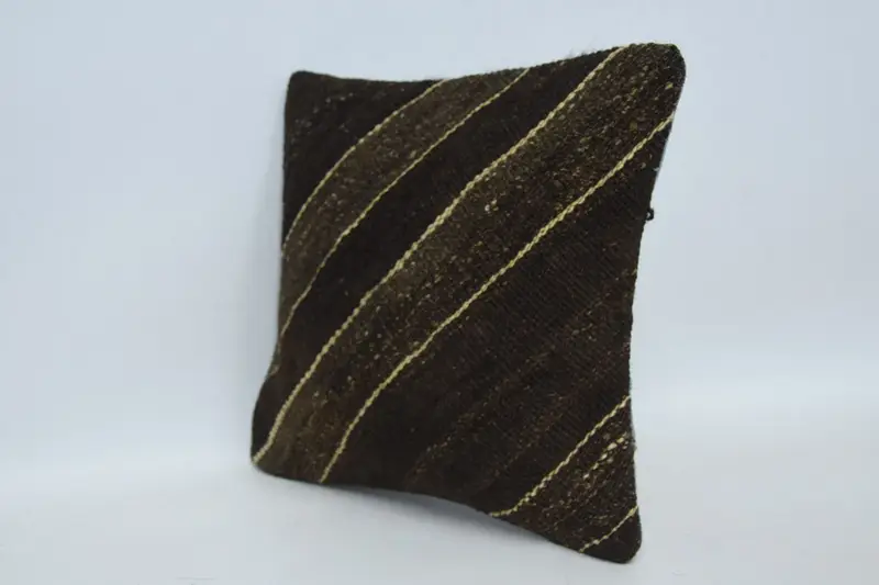 Cushion, Handmade Kilim Cushion, Vintage Throw Cushion Case, Throw Kilim Pillow, Vintage Kilim Pillow, 12x12 Brown Pillow Case - 4