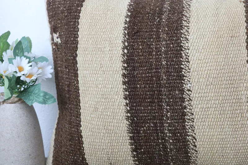 Kilim Pillow Cover, Throw Kilim Pillow, Boho Pillow, 12x24 Beige Cushion, Pillow Sham, Living Room Throw Pillow Sham, Square Throw Cushion Cover - 3