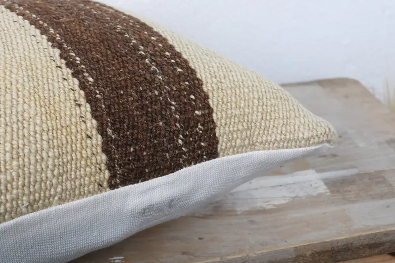 Kilim Pillow Cover, Throw Kilim Pillow, Boho Pillow, 12x24 Beige Cushion, Pillow Sham, Living Room Throw Pillow Sham, Square Throw Cushion Cover - 6