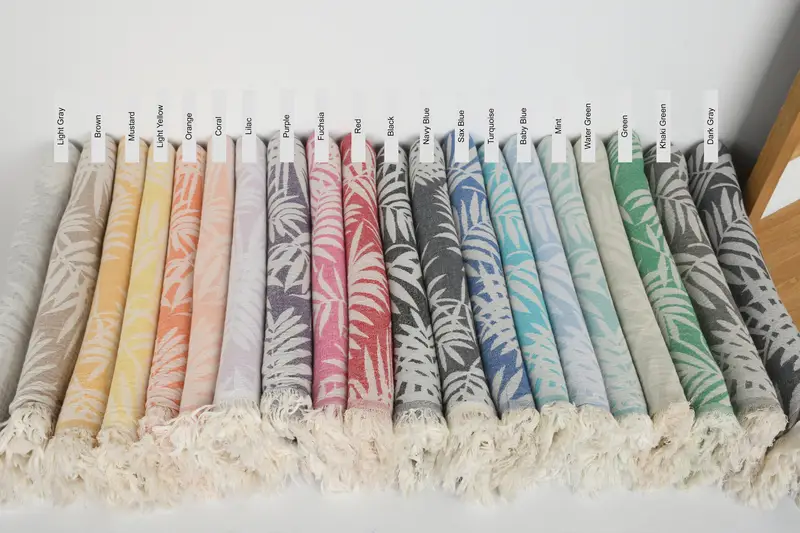 Turkish Towel Beach Floral Patterned Cotton, Beige, 40x63 Inches