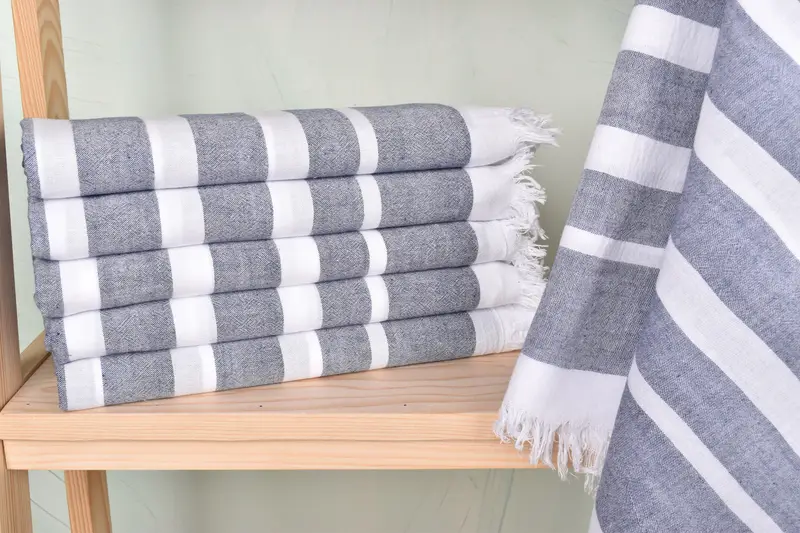 Personalized Turkish Beach Towel Navy Stripes, 40x63 Inches