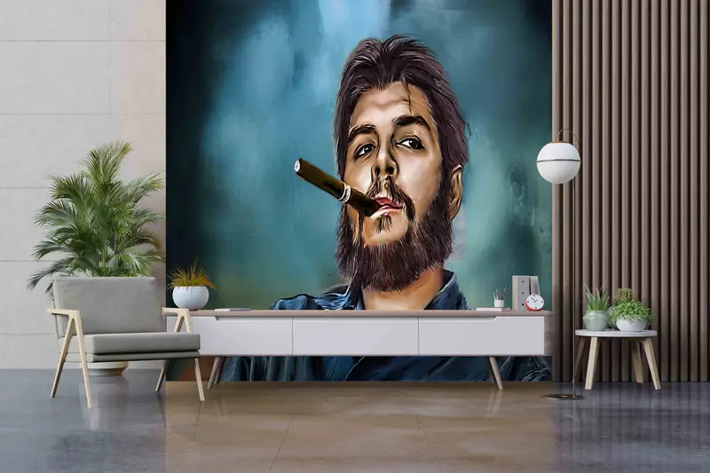 Fashion Wall Decor, Modern Paper Art, Wall Art Decor, Che Guevera Smoking Wall Poster, Famous Wall Poster, Wallpaper Border, Artist Wall Art - 1