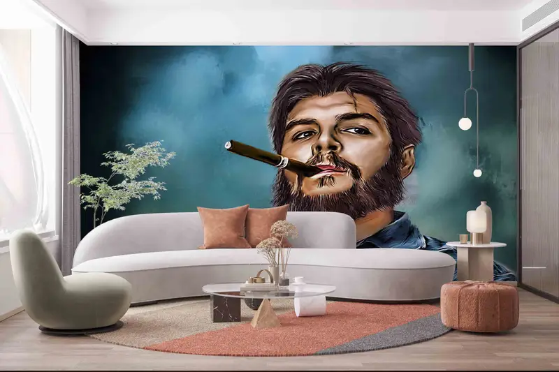 Fashion Wall Decor, Modern Paper Art, Wall Art Decor, Che Guevera Smoking Wall Poster, Famous Wall Poster, Wallpaper Border, Artist Wall Art - 2