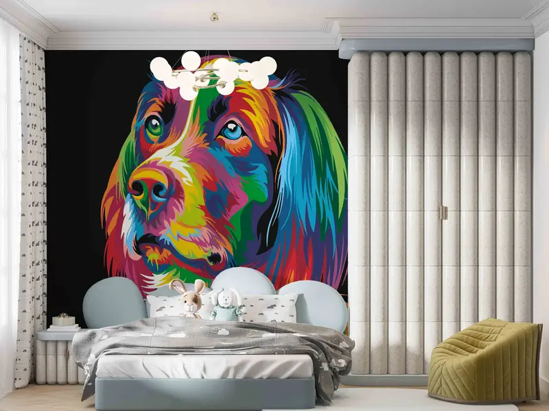3D -Wandkunst, Tierpapierkunst, Hundeillustration Wandbild, Vinyl -Tapete, Regenbogenhundwandplakat, Regenbogenpapierkunst, Papierjubiläum, - 6