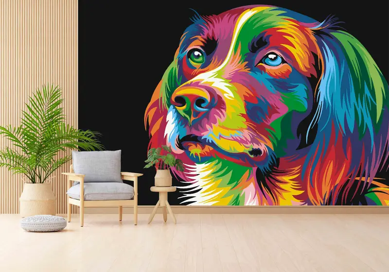3D -Wandkunst, Tierpapierkunst, Hundeillustration Wandbild, Vinyl -Tapete, Regenbogenhundwandplakat, Regenbogenpapierkunst, Papierjubiläum, - 7