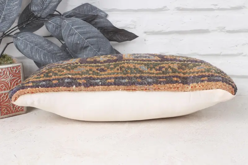 Cushion Cover, Bench Pillow Sham, Muted Cushion Case, Kilim Pillow, Bolster Pillow, Kilim Cushion Sham, Gift Pillow, 8x16 Blue Cushion Cover - 5