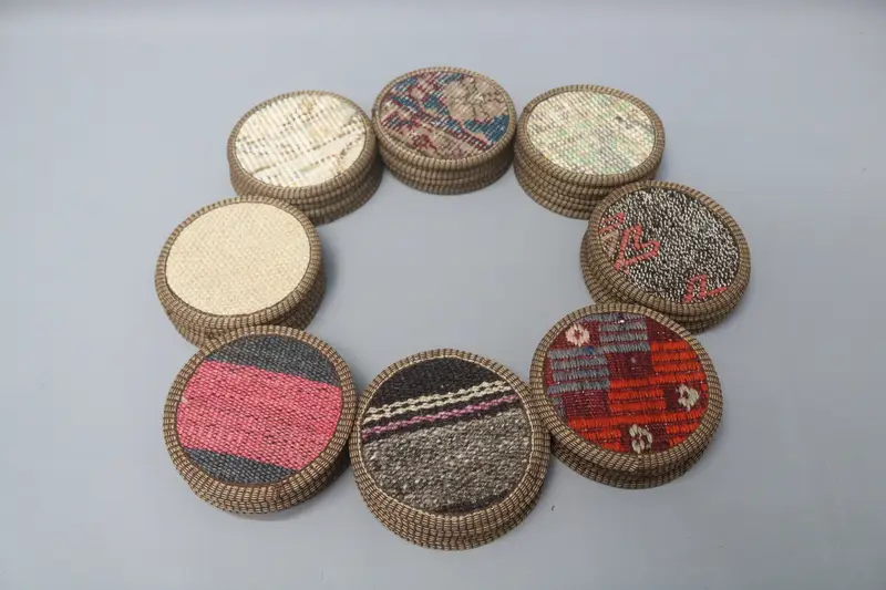 Bohem Desenli Yuvarlak Bardak Altlığı, Benzersiz 5x5 İnç İçecek Altlığı