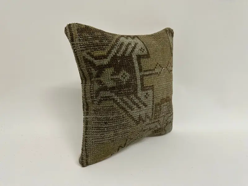 Handmade Kilim Cushion, Pillow Case, Vintage Kilim Throw Pillow, 12x12 Brown Cushion, Turkish Kilim Pillow, Bolster Throw Cushion Case - 3