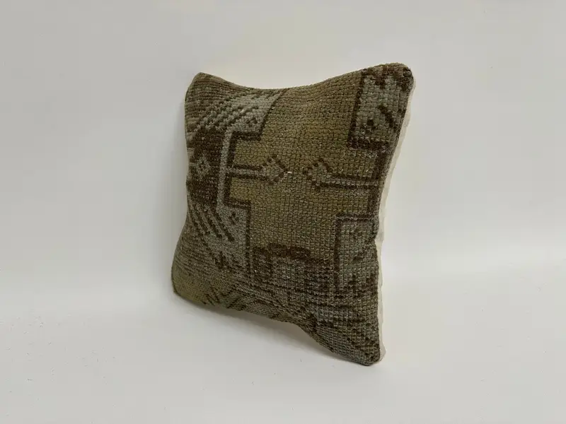 Handmade Kilim Cushion, Pillow Case, Vintage Kilim Throw Pillow, 12x12 Brown Cushion, Turkish Kilim Pillow, Bolster Throw Cushion Case - 4