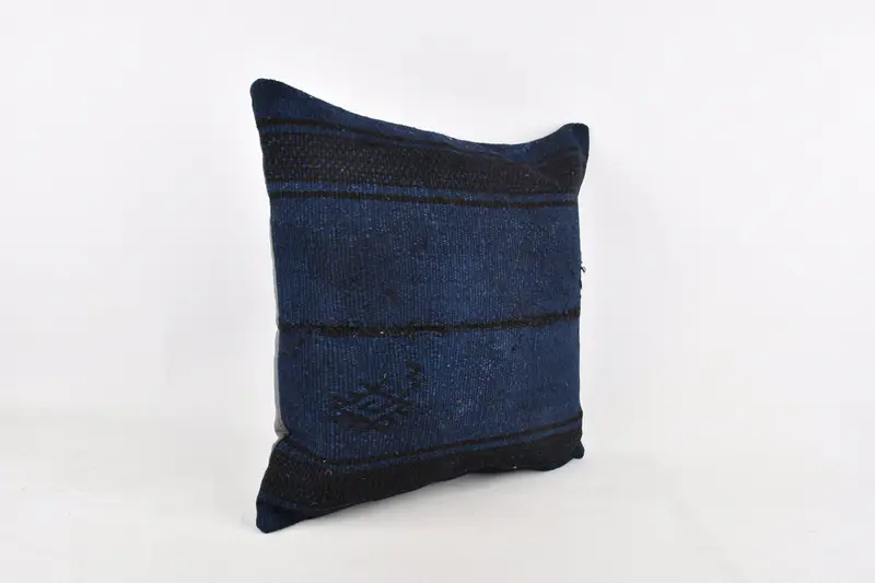 24x24 Blue Pillow, Hippie Throw Cushion Cover, Ikat Cushion Cover, Kilim Pillow, Turkish Kilim Pillow, Turkish Pillow, Bench Cushion Case, Cushion - 2