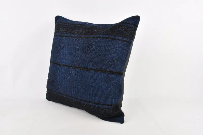 24x24 Blue Pillow, Hippie Throw Cushion Cover, Ikat Cushion Cover, Kilim Pillow, Turkish Kilim Pillow, Turkish Pillow, Bench Cushion Case, Cushion - 3
