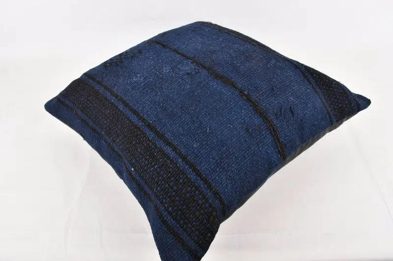 24x24 Blue Pillow, Hippie Throw Cushion Cover, Ikat Cushion Cover, Kilim Pillow, Turkish Kilim Pillow, Turkish Pillow, Bench Cushion Case, Cushion - 6