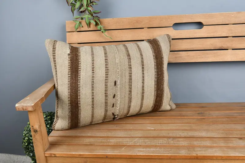 Couch Pillow, Pillow for Sofa, Kilim Cushion Sham, Antique Pillows, Handmade Cushion Cover, Cushion Cover, 16x24 Beige Pillow Cover - 1