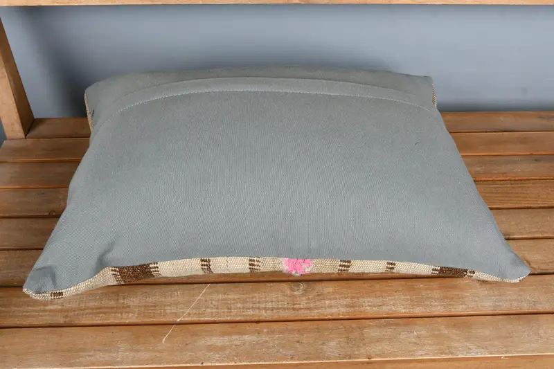 Couch Pillow, Pillow for Sofa, Kilim Cushion Sham, Antique Pillows, Handmade Cushion Cover, Cushion Cover, 16x24 Beige Pillow Cover - 5