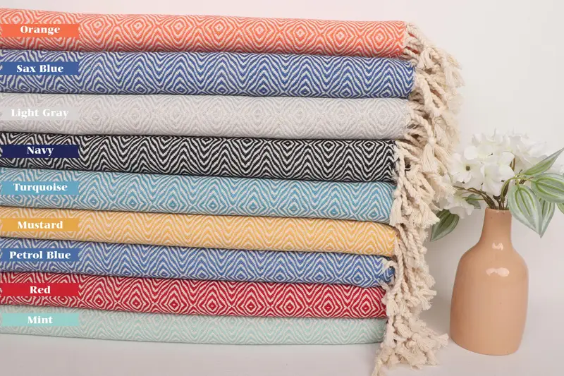 Bachelorette Party Favors, 70x40 Cotton Zigzag Diamond Towel, Custom Gift, Custom Wedding Towel, Wedding Gift Ideas, Personalized Bridesmaid Gift - 1