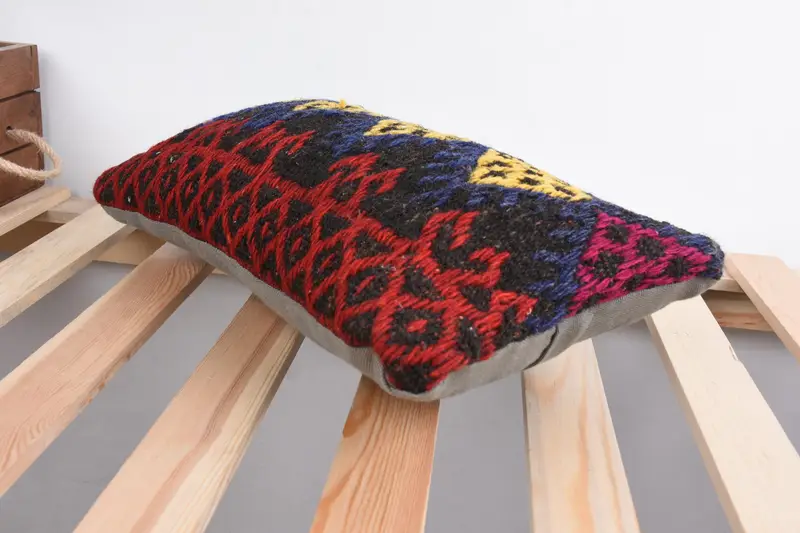 Kilim Cushion Sham, Ethnical Kilim Rug Pillow, Bright Pillow Case, Pillow Cover, 8x16 Yellow Pillow Case, One Of A Kind Pillow Sham, Antique Pillows - 6