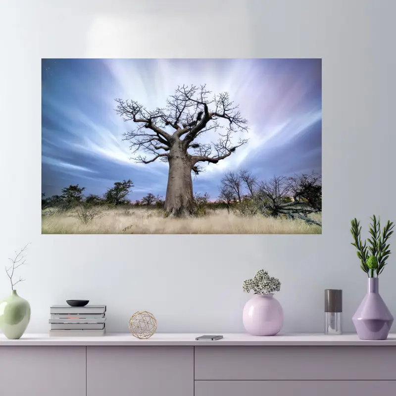 Elegant Coastal Tree Print Glass - Nature's Modern Elegance