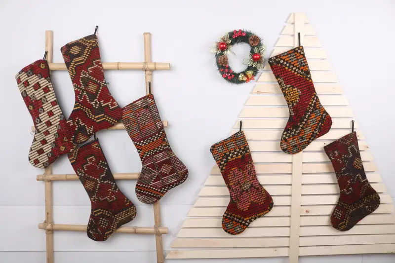 Festive Christmas Ornaments Pattern, 7 Inch Eco-Friendly Christmas Stocking