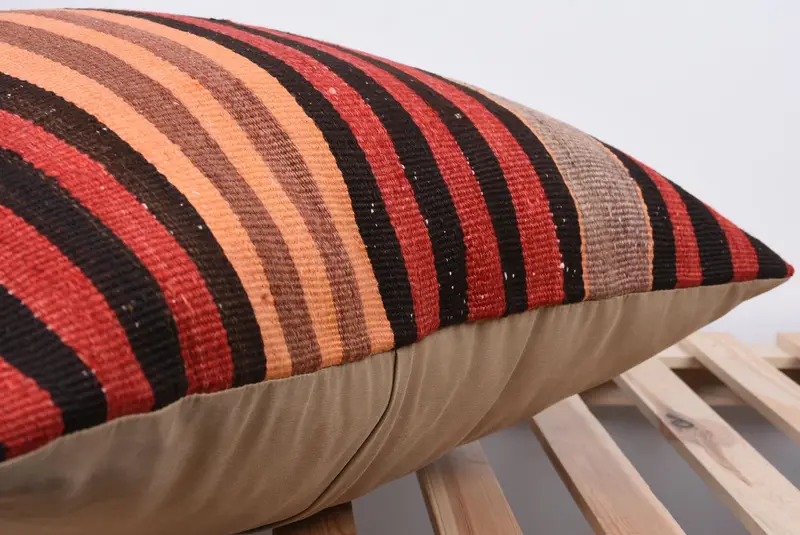 Pillow Case, Wool Kilim Pillow Pillow, Pillow for Sofa, Handmade Kilim Cushion, Natural Cushion Cover, Kilim Pillow, 24x24 Red Pillow Cover - 7