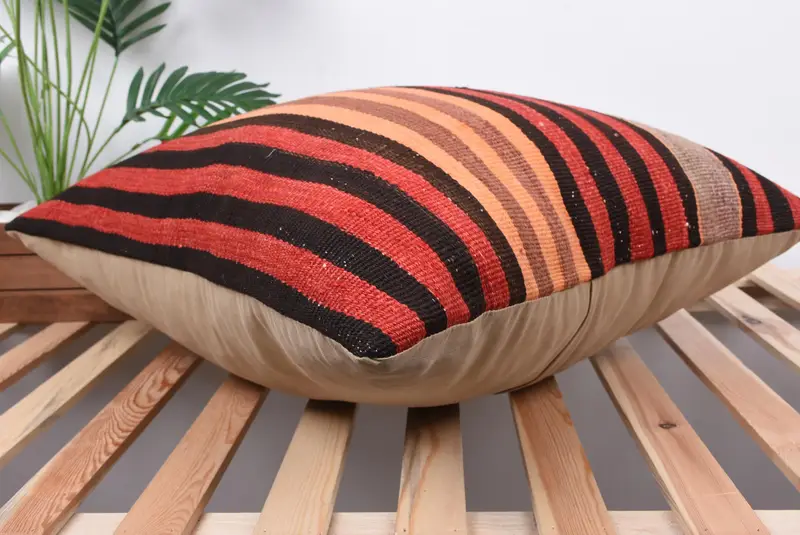 Pillow Case, Wool Kilim Pillow Pillow, Pillow for Sofa, Handmade Kilim Cushion, Natural Cushion Cover, Kilim Pillow, 24x24 Red Pillow Cover - 6