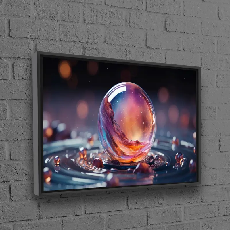 Soyut Balon Damla Siyah Küre Kanvas Tablo Baskı - Zarif Dekor