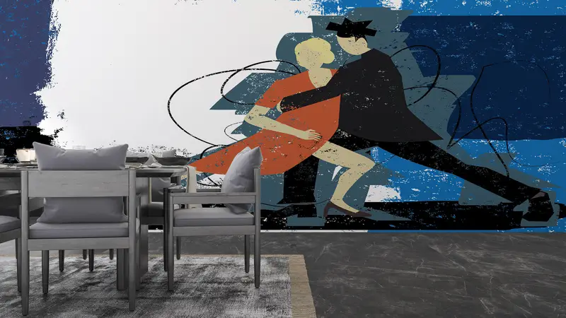 Abstract Wallpaper,Bright Wall Paper,3d Wall Paper,Modern Wall Paper,Couple Doing Tango,Valentine Gift Wall Poster, - 3