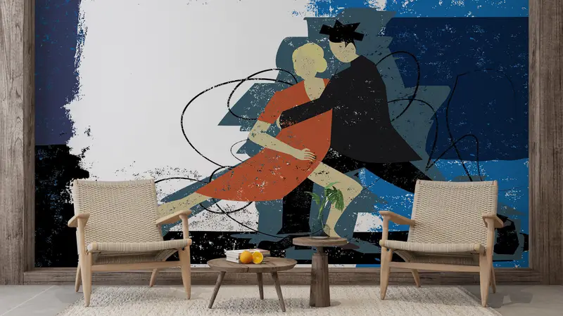 Abstract Wallpaper,Bright Wall Paper,3d Wall Paper,Modern Wall Paper,Couple Doing Tango,Valentine Gift Wall Poster, - 7