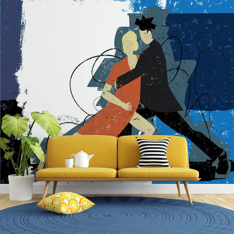Abstract Wallpaper,Bright Wall Paper,3d Wall Paper,Modern Wall Paper,Couple Doing Tango,Valentine Gift Wall Poster, - 5